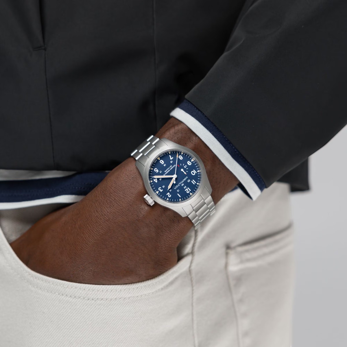 Hamilton Khaki Field Power Reserve 40mm Men's Watch, Blue Dial