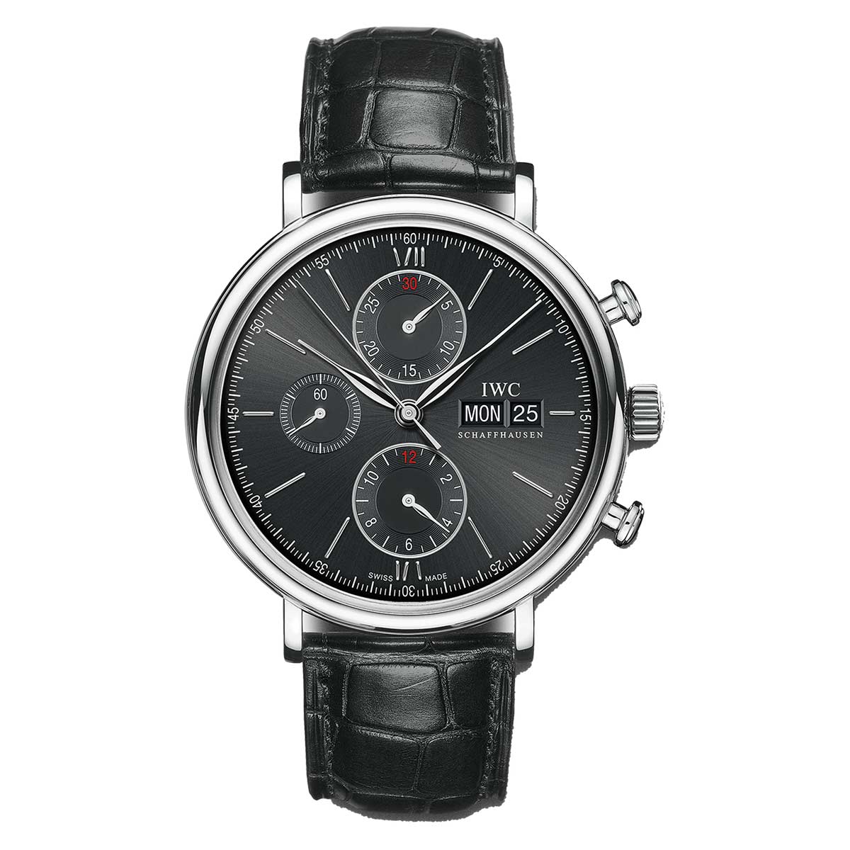 IWC Schaffhausen Portofino Automatic 40mm Watch, Black and Silver Dial