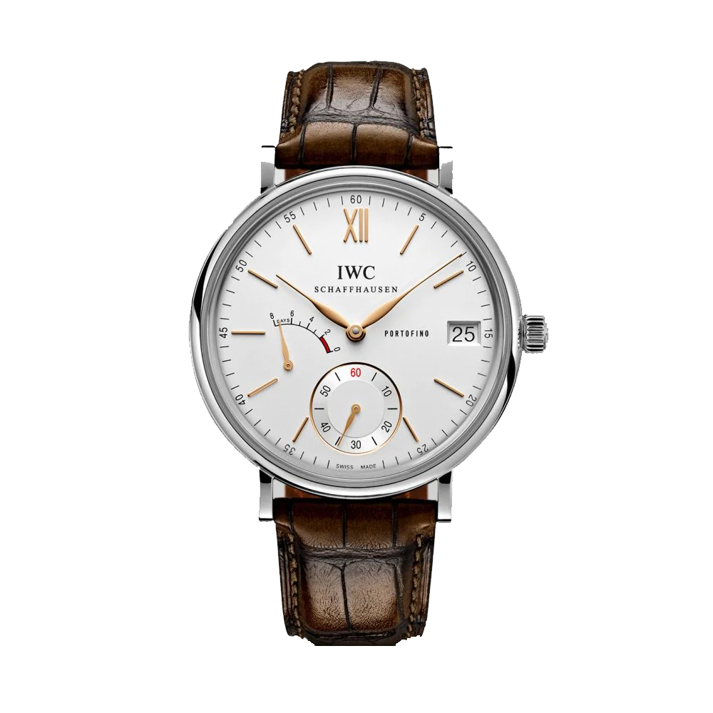 IWC Schaffhausen Portofino Hand-Wound Eight Days 45mm Watch, Rose Gold Dial