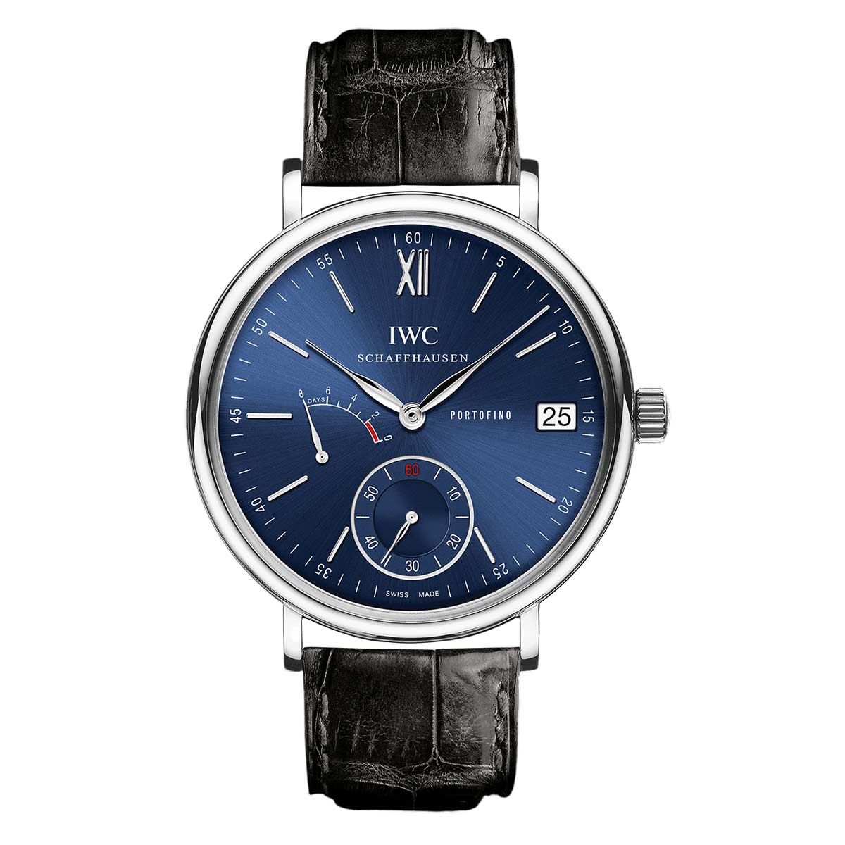 IWC Schaffhausen Portofino Hand-Wound Eight Days 45mm Watch, Blue Dial