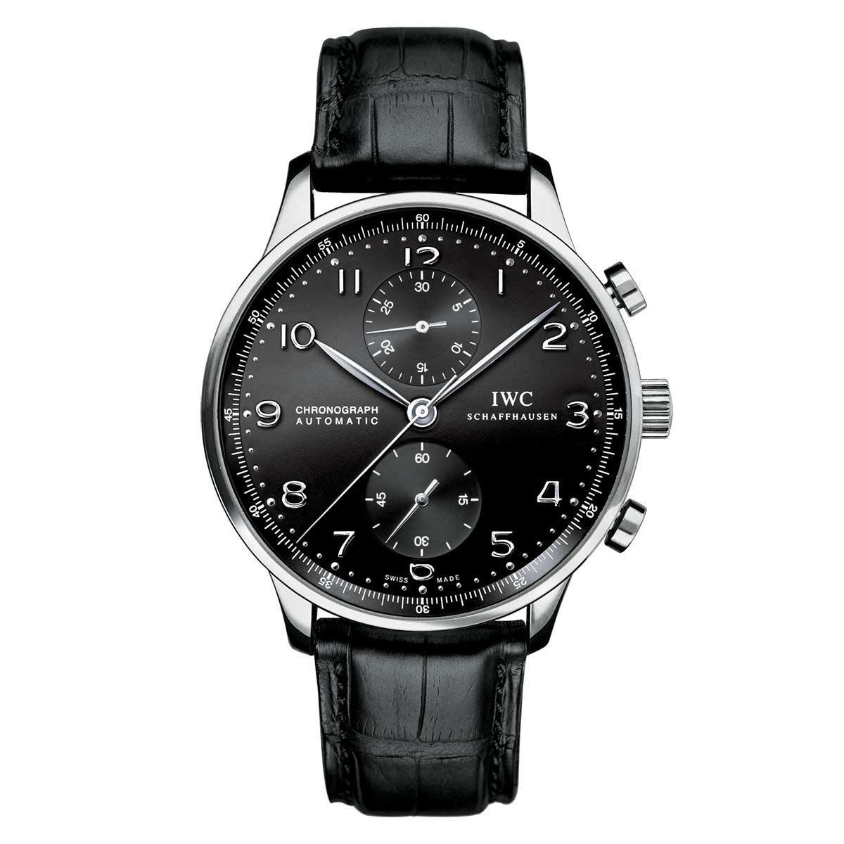 IWC Schaffhausen Portugieser Chronograph Watch, Black and Silver Dial ...