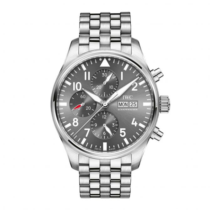 IWC Schaffhausen Pilot's Chronograph 43" Spitfire Watch, Grey and White Dial