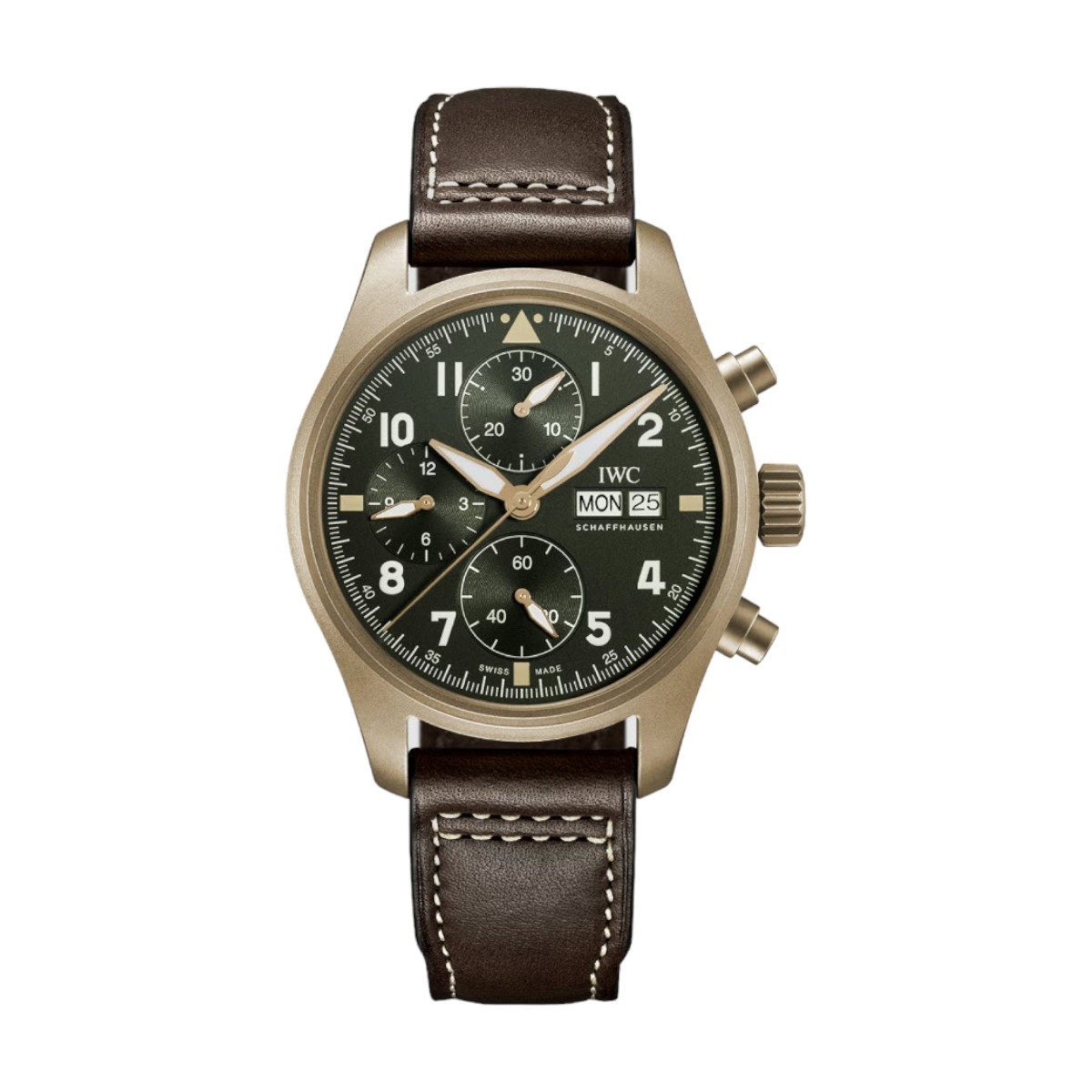 IWC Schaffhausen Chronograph Spitfire Pilot 41mm Men's Watch, Green Dial