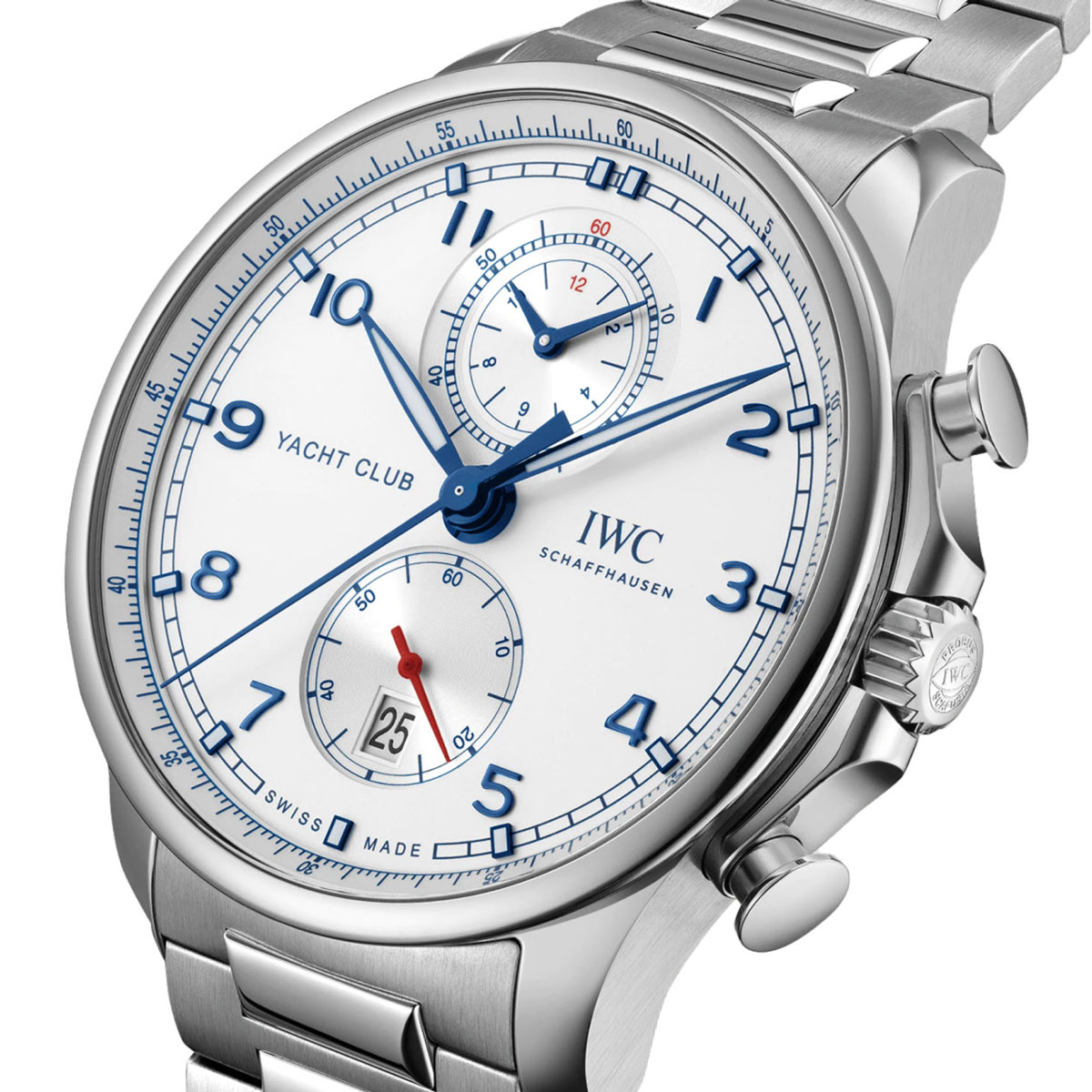 IWC Schaffhausen Portugieser Yacht Club Chronograph 44.6mm Watch, Silver Plated Dial