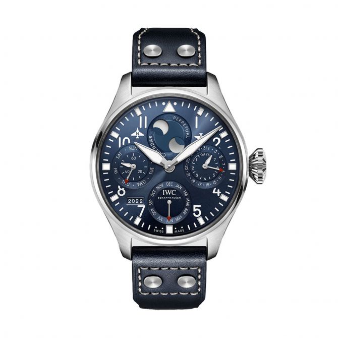 IWC Schaffhausen Big Pilot's Perpetual Calendar 43mm Watch, Blue Dial