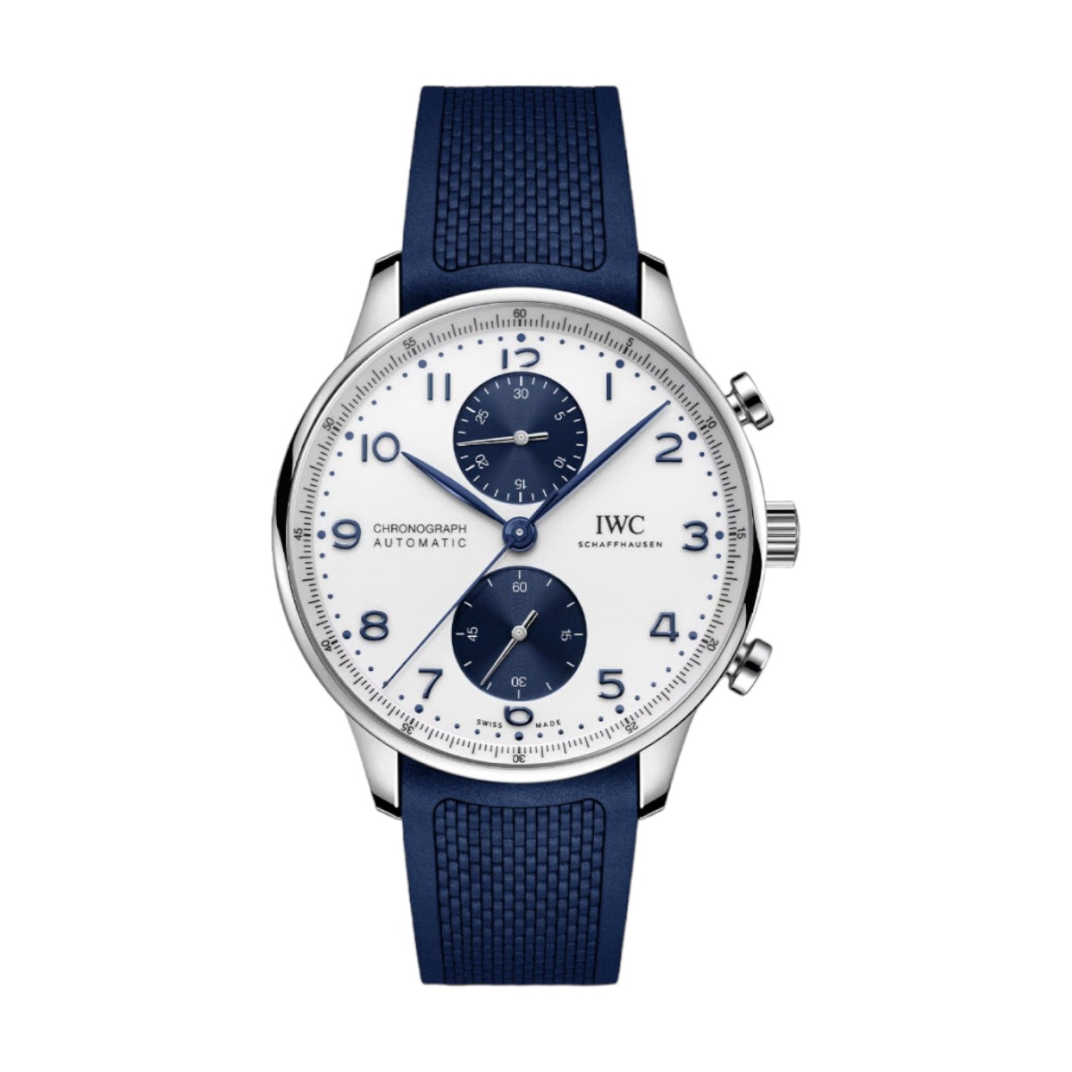 IWC Schaffhausen Portugieser Chronograph 41mm Men's Watch, White and Blue Dial