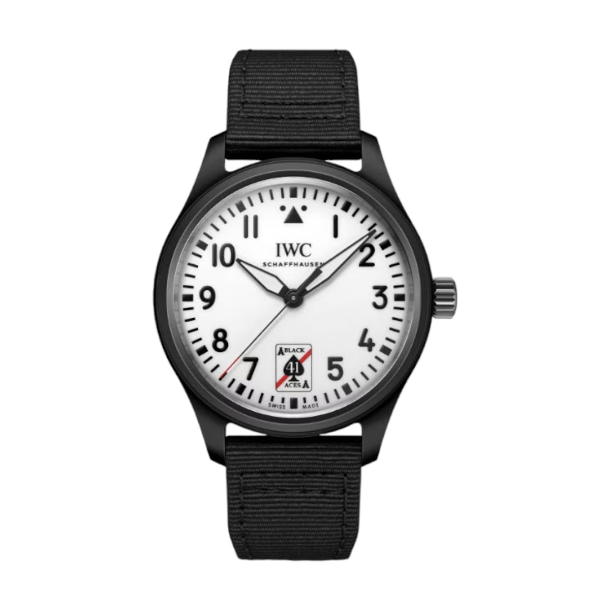 IWC Schaffhausen Pilot Automatic Black Aces 41mm Men's Watch, White Dial