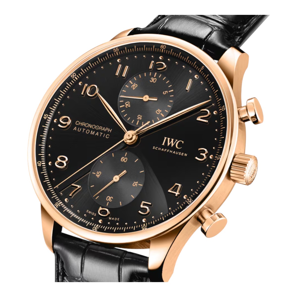 IWC Schaffhausen Portugieser Chronograph 41mm Watch, Black Dial