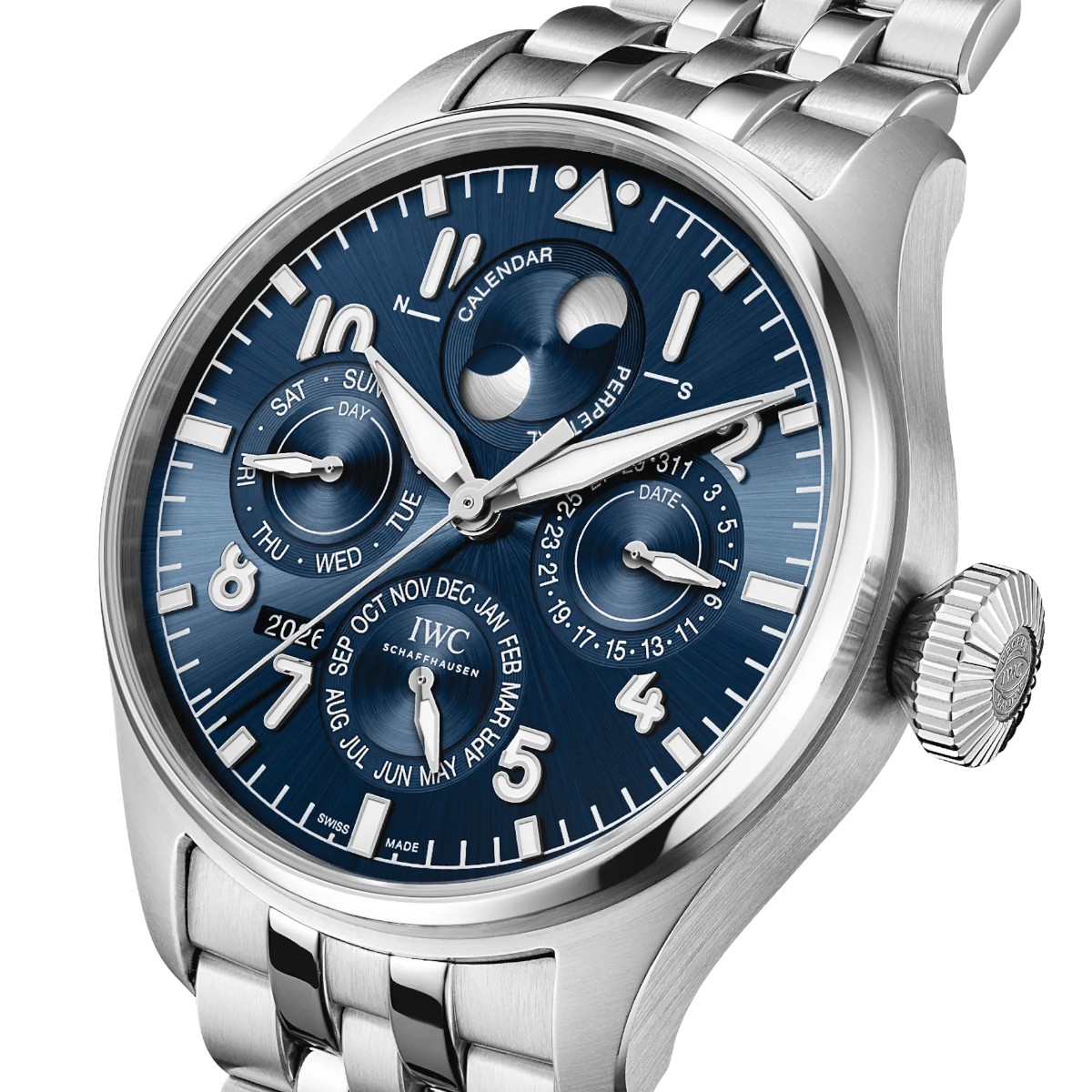 IWC Schaffhausen Le Petite Prince ProSet Perpetual Calendar Big Pilot's 42mm Women's Watch, Blue Dia