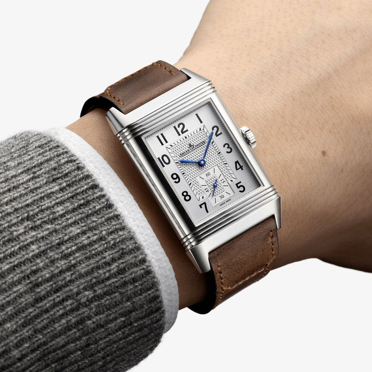 Jaeger-LeCoultre Reverso Classic Duoface Small Seconds 47mm Watch, Silvered Grey Dial