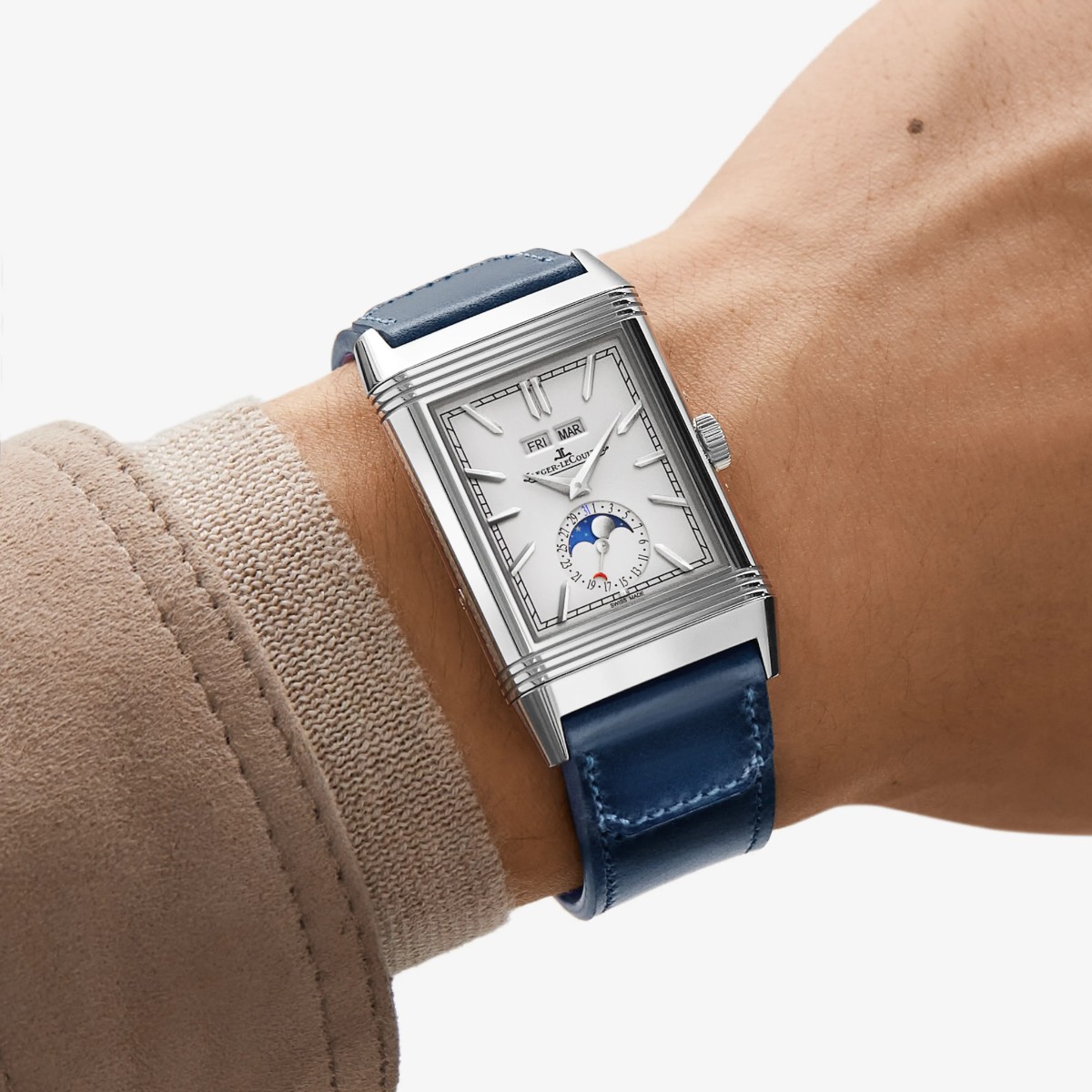 Jaeger-LeCoultre Duoface Calendar Reverso Tribute 49.4mm x 29.9mm Men's Watch, Deep Blue Dial