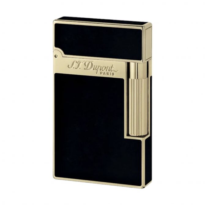 S.T. Dupont Line 2 Natural Black Lacquer Lighter with Yellow Gold Finish