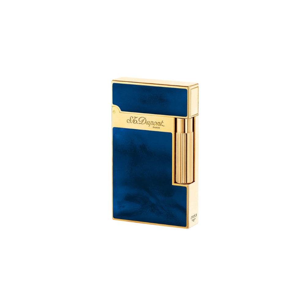 S. T. Dupont Ligne 2 Natural Blue Lacquer Lighter with Golden Finish