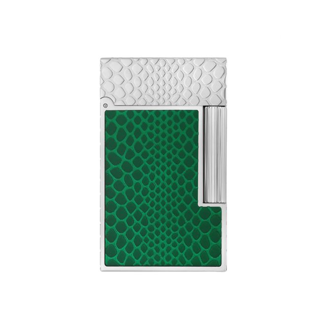 S.T. Dupont Guilloche Under Lacquer Lighter, Green Snake Skin
