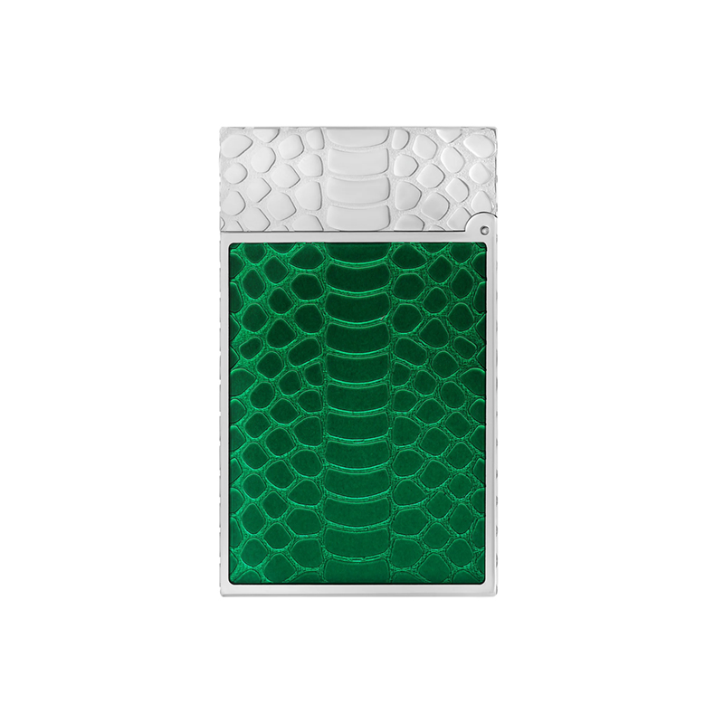 S.T. Dupont Guilloche Under Lacquer Lighter, Green Snake Skin