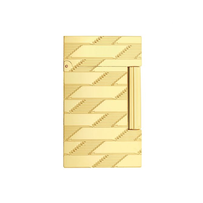S.T. Dupont Monogram 1872 Guilloche Ligne 2 Guilloche Lighter, Golden