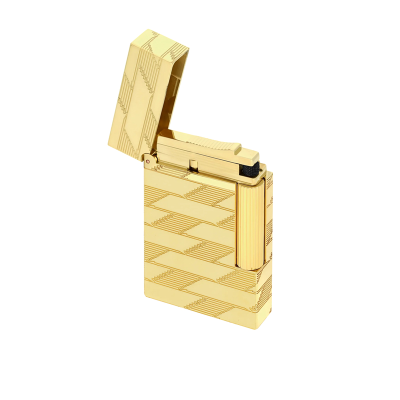 S.T. Dupont Monogram 1872 Guilloche Ligne 2 Guilloche Lighter, Golden
