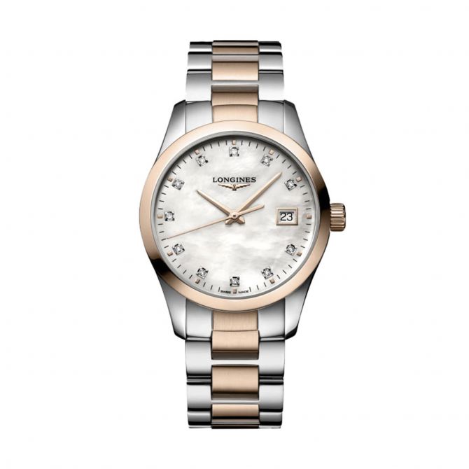 Longines Conquest Classic 34mm Women's Watch, White Mother of Pearl