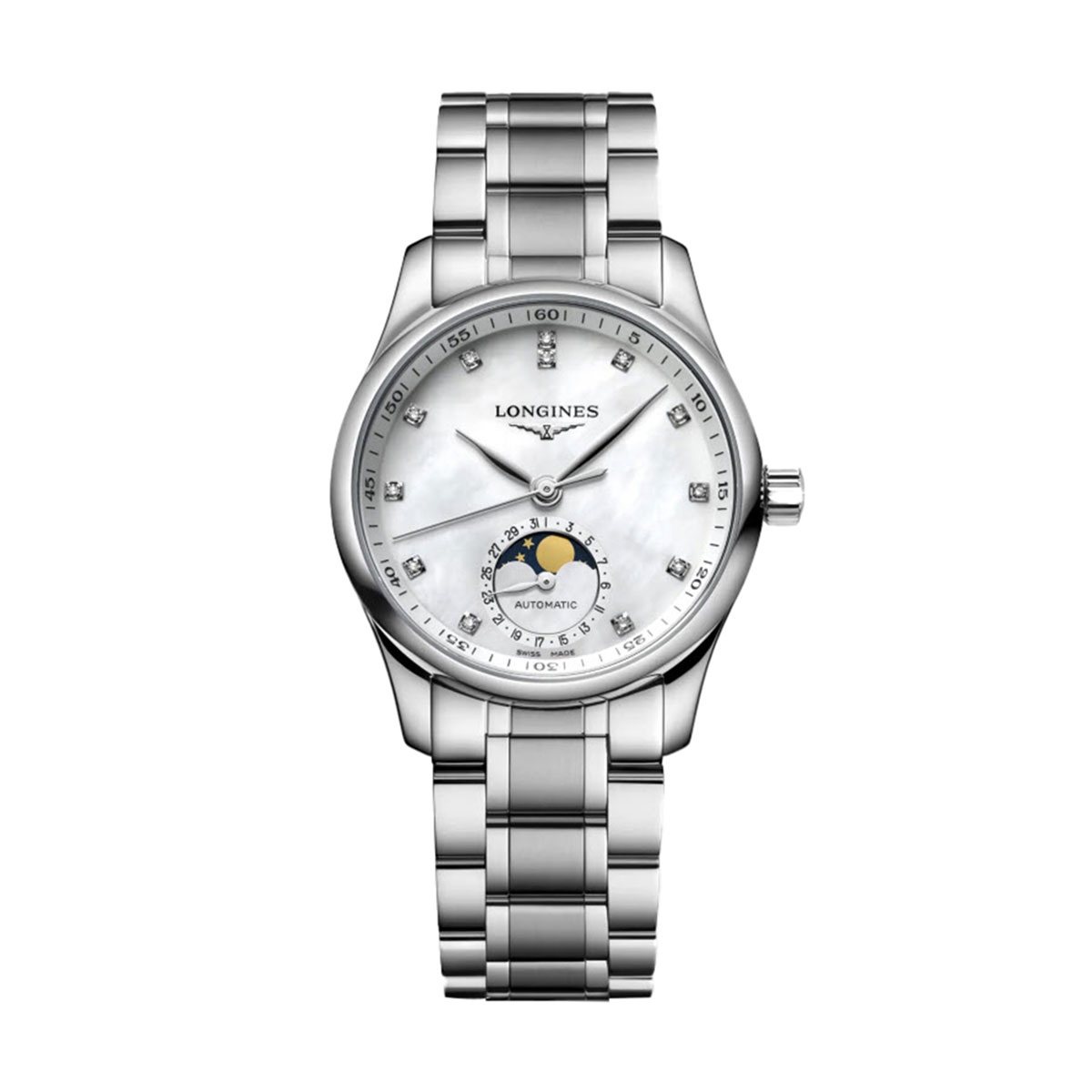 Longines Master Collection 34mm Women's Watch, White Mother of Pearl Dial