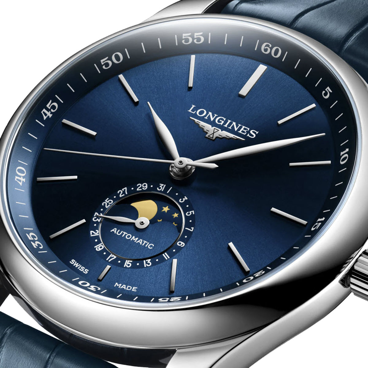 Longines Master Collection 40mm Watch, Sunray Blue Moon and Star Dial