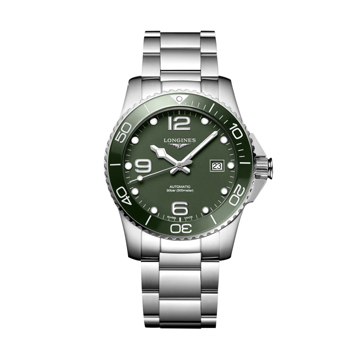 Longines Hydroconquest 41mm Men's Watch, Green Matte Dial