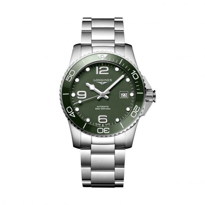 Longines Hydroconquest 41mm Men's Watch, Green Matte Dial