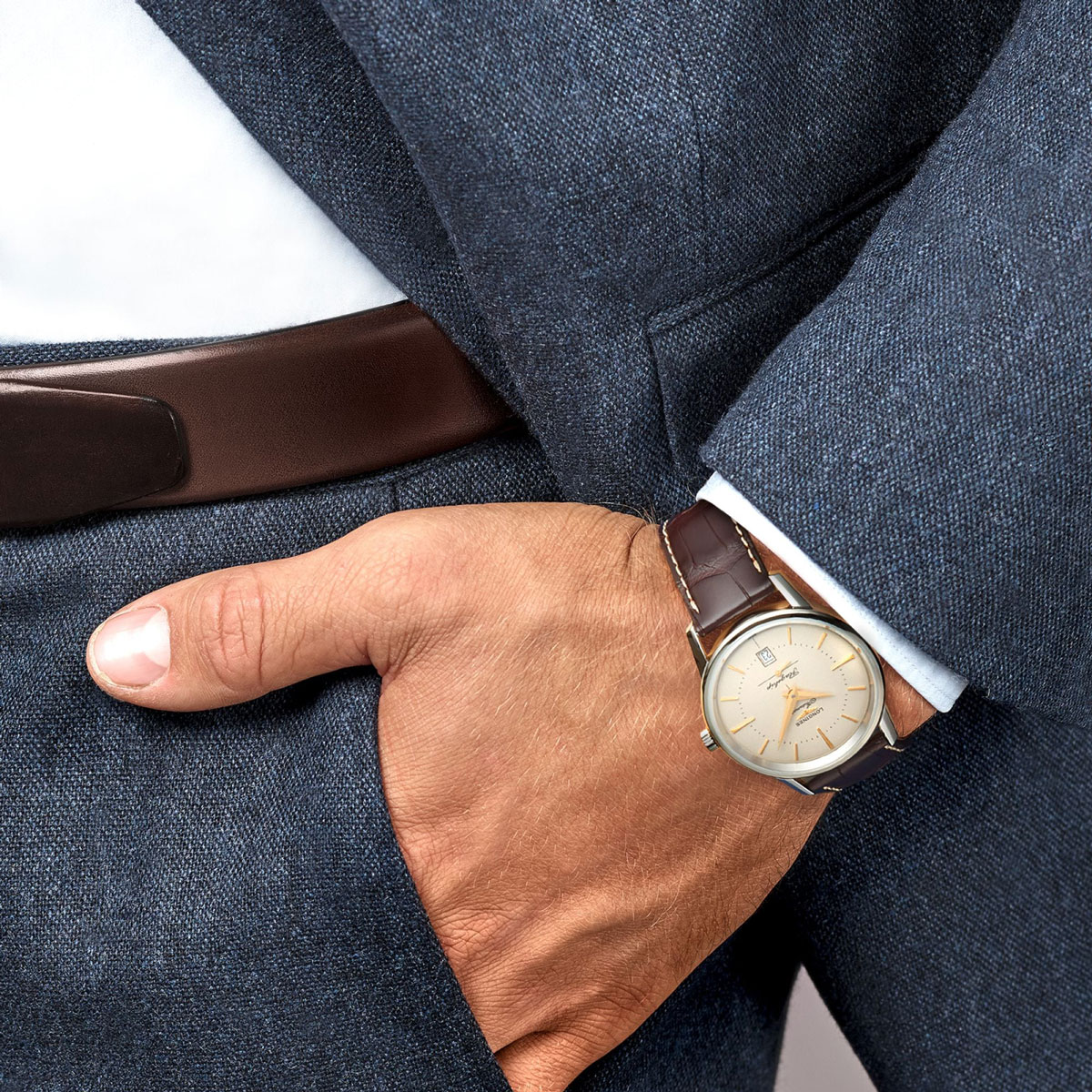 Longines Flagship Heritage 38.50mm Men's Watch, Silver Dial