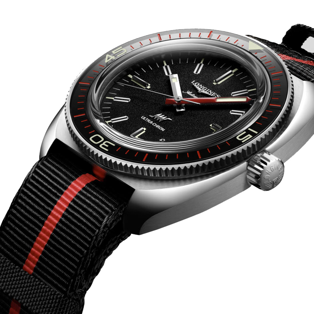 Longines Ultra-Chron Box Edition 43mm Watch, Black and Red Dial