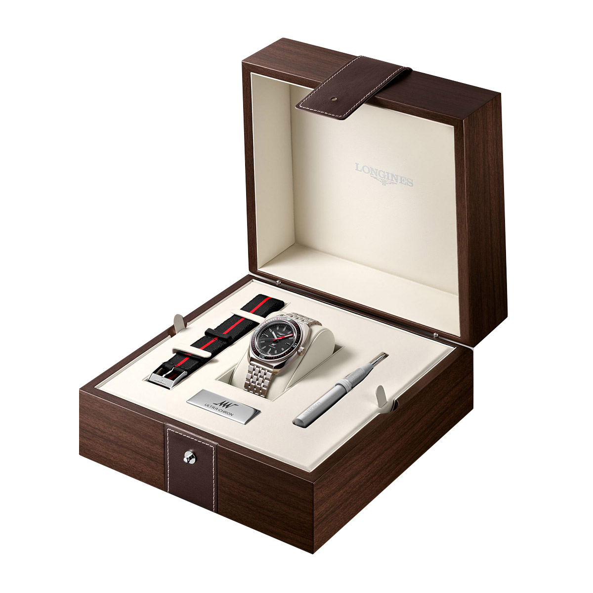 Longines Ultra-Chron Box Edition 43mm Watch, Black and Red Dial