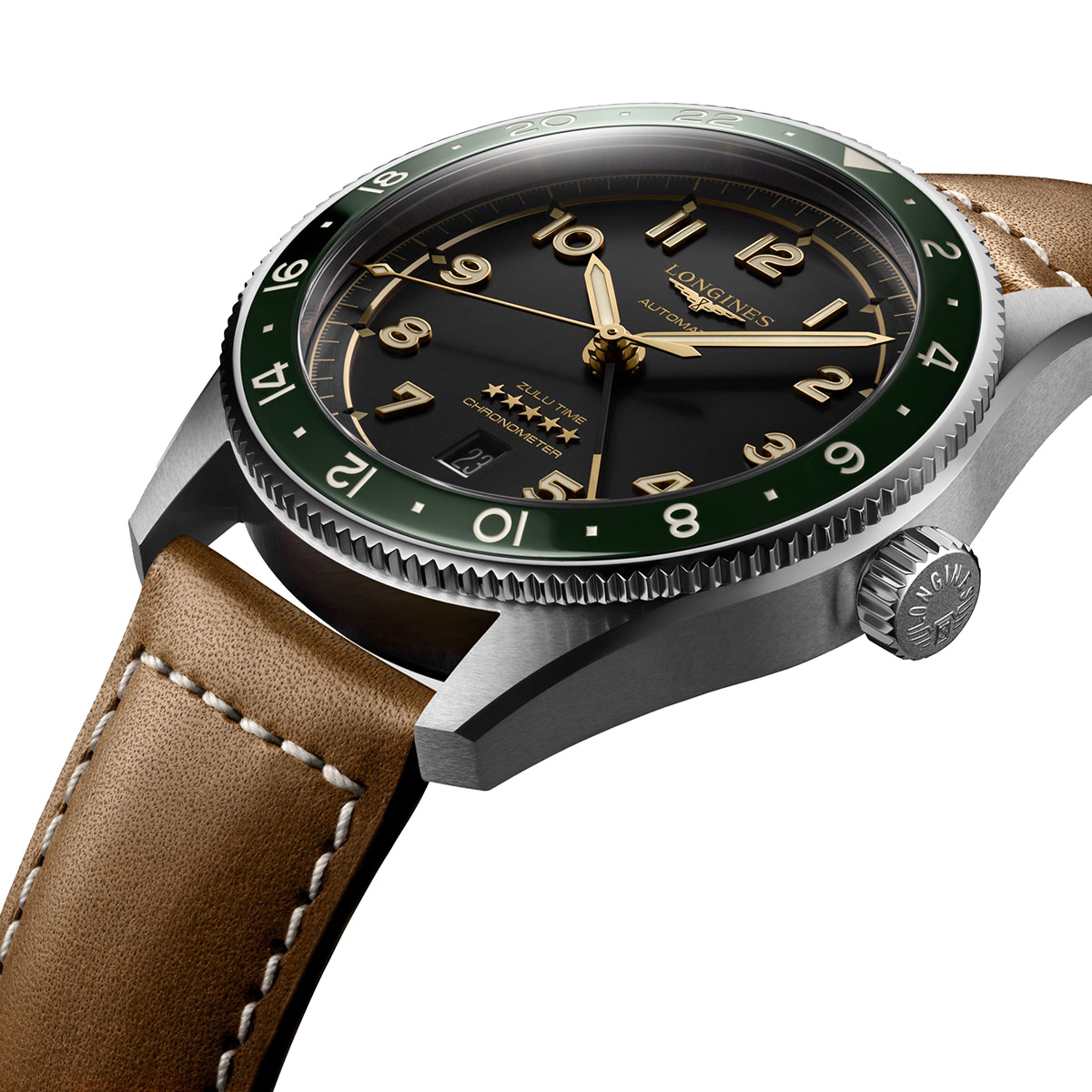 Longines Spirit Zulu Time 42mm Watch, Anthracite Dial