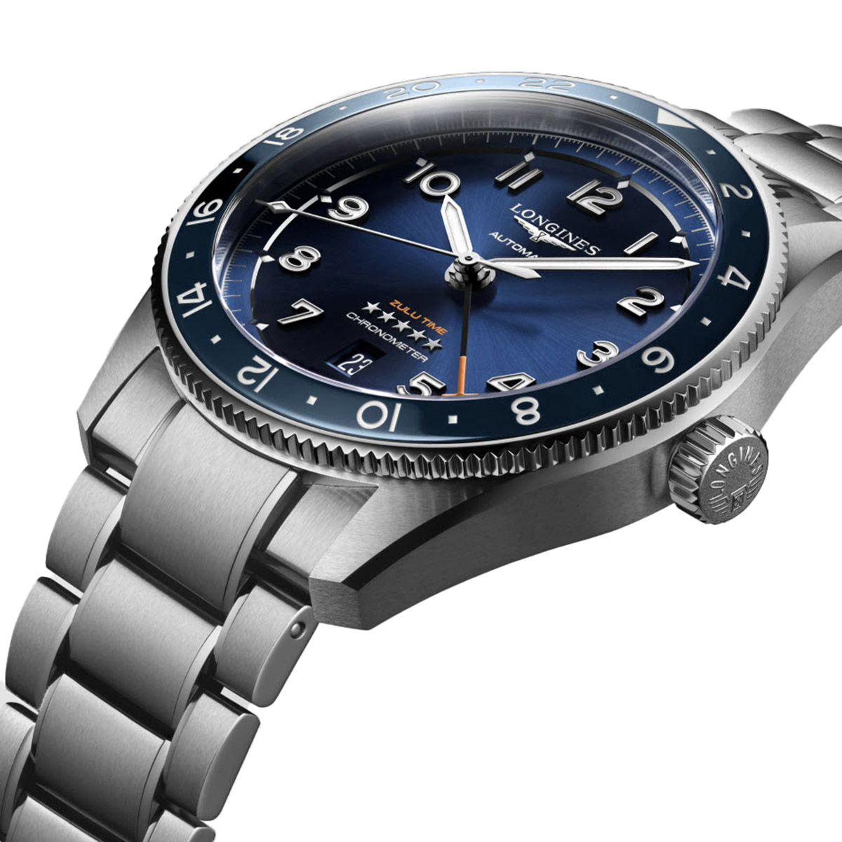 Longines Spirit Zulu Time GMT 42mm Watch, Sunray Dial