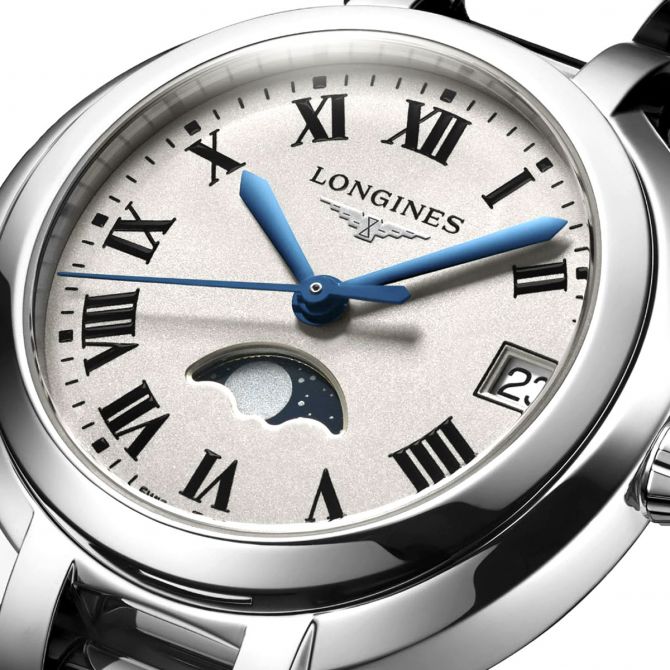 Longines Primaluna Women's Watch, Silver Moon Phase Dial