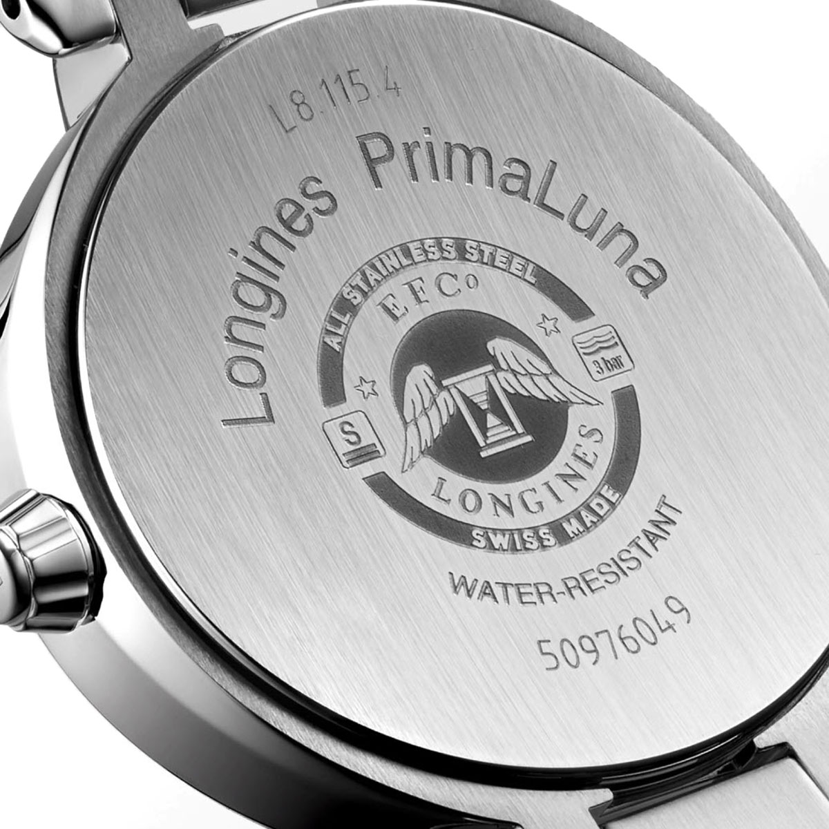 Longines Primaluna 30.5mm Women's Watch, Silver Moon Phase Dial