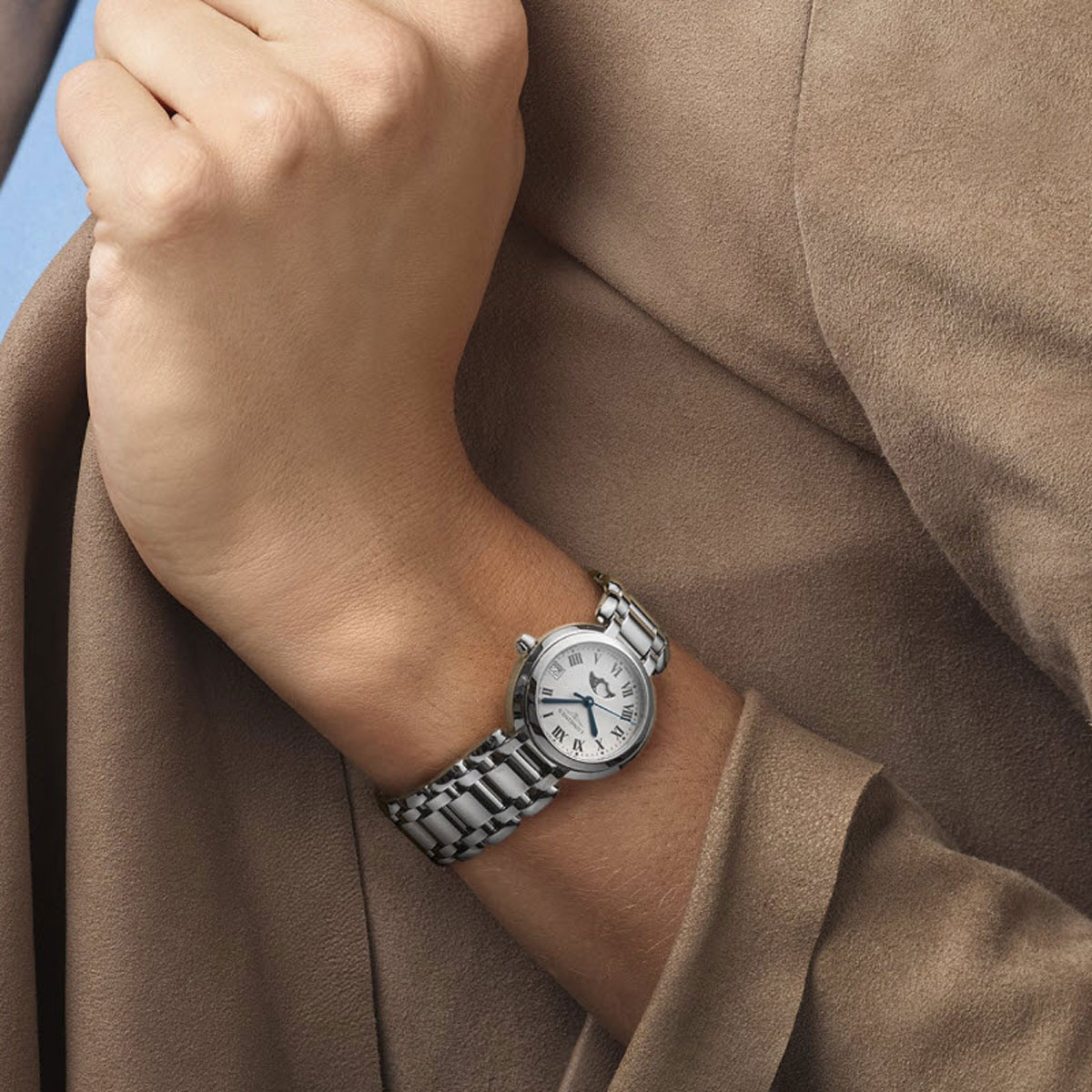 Longines Primaluna 30.5mm Women's Watch, Silver Moon Phase Dial