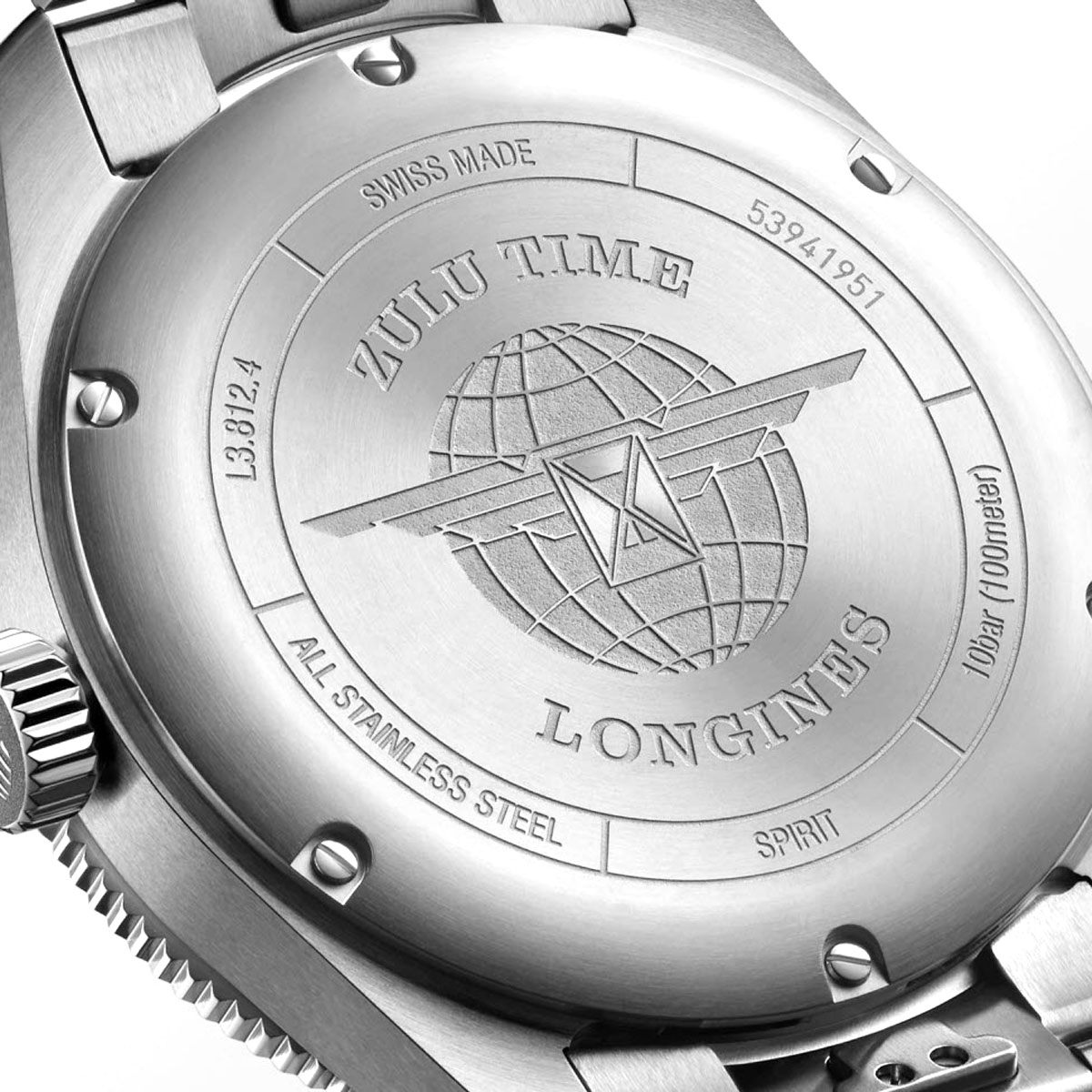 Longines Spirit Zulu Time 42mm Watch, Matte Black Dial