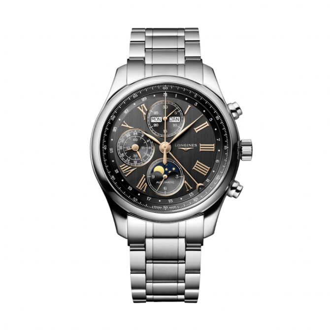 Longines Masters Collection Moonphase Chronograph 42mm Watch, Anthracite Dial