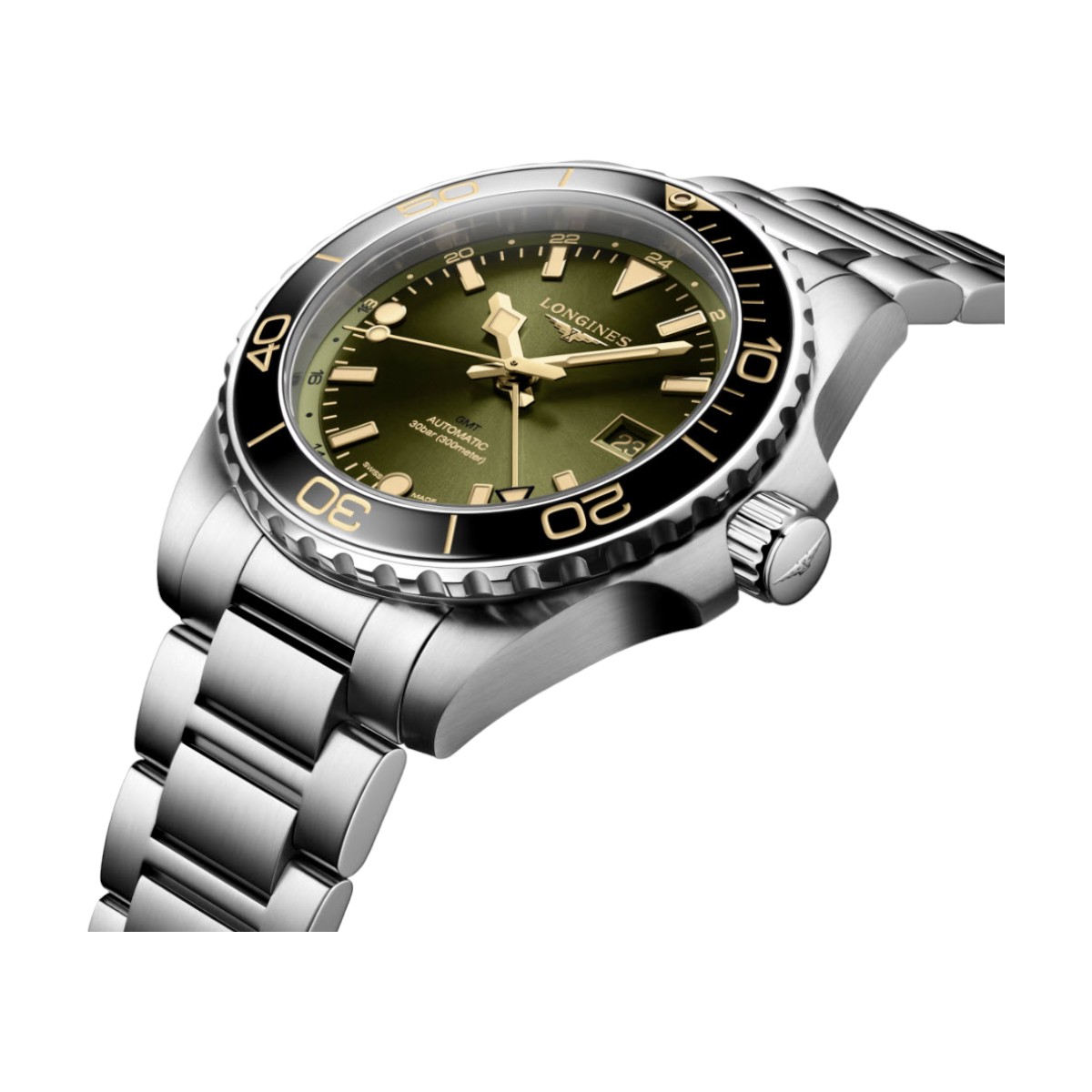 Longines Hydroconquest GMT 41mm Men's Watch, Sunray Green Dial