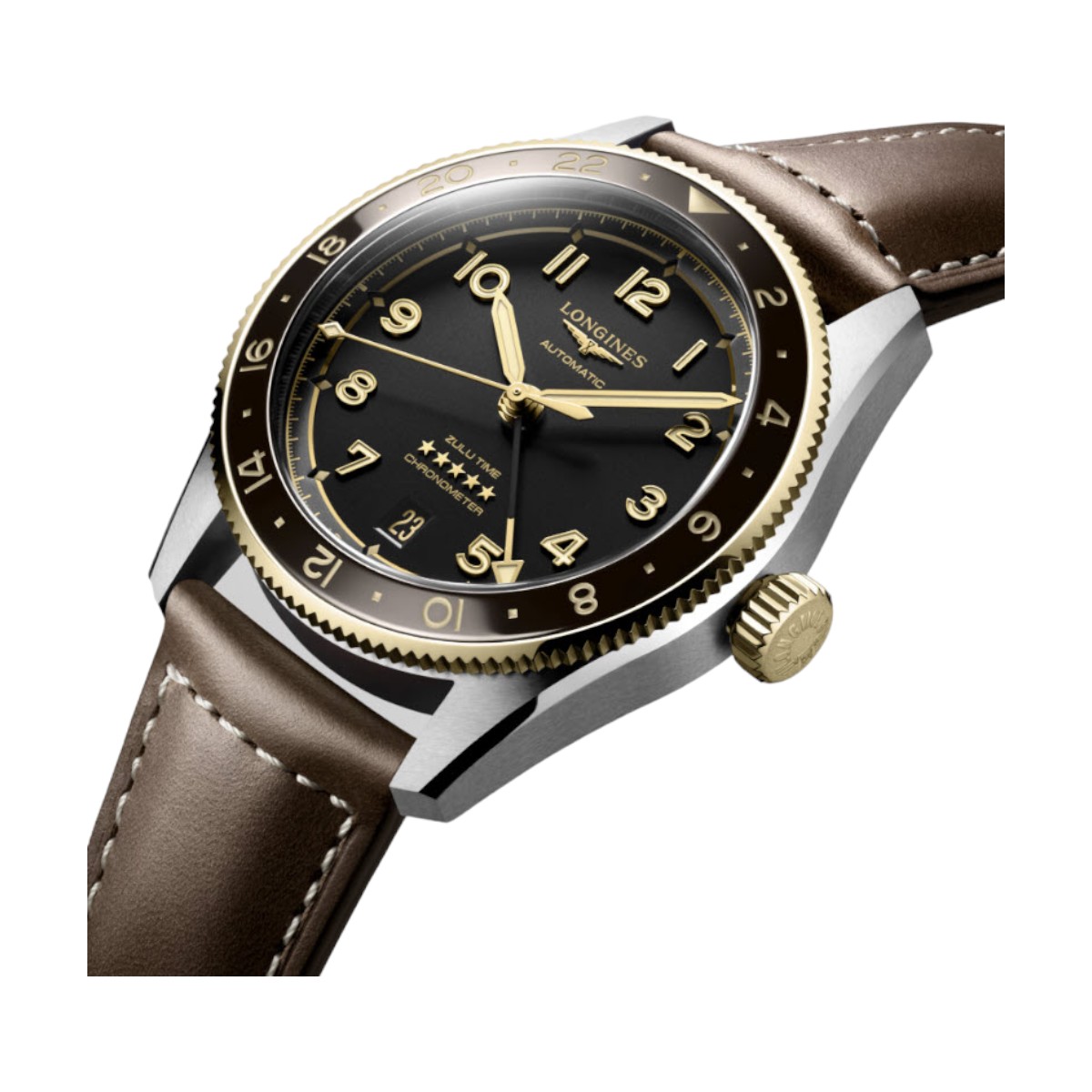 Longines Spirit Zulu Time 39mm Men's Watch, Anthracite Dial and Brown Dial