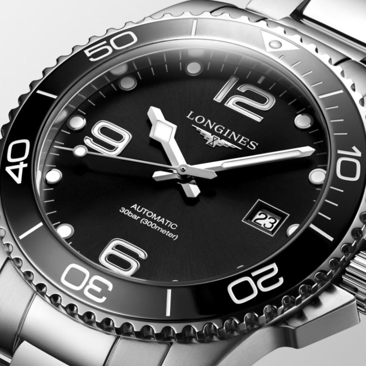 Longines Hydroconquest 41mm Men's Watch, Sunray Black Dial