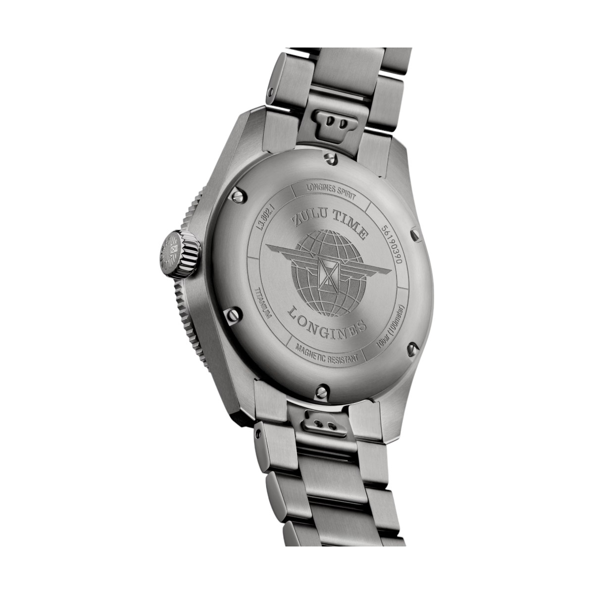 Longines Spirit Zulu Time Titanium 39mm Watch, Anthracite Dial