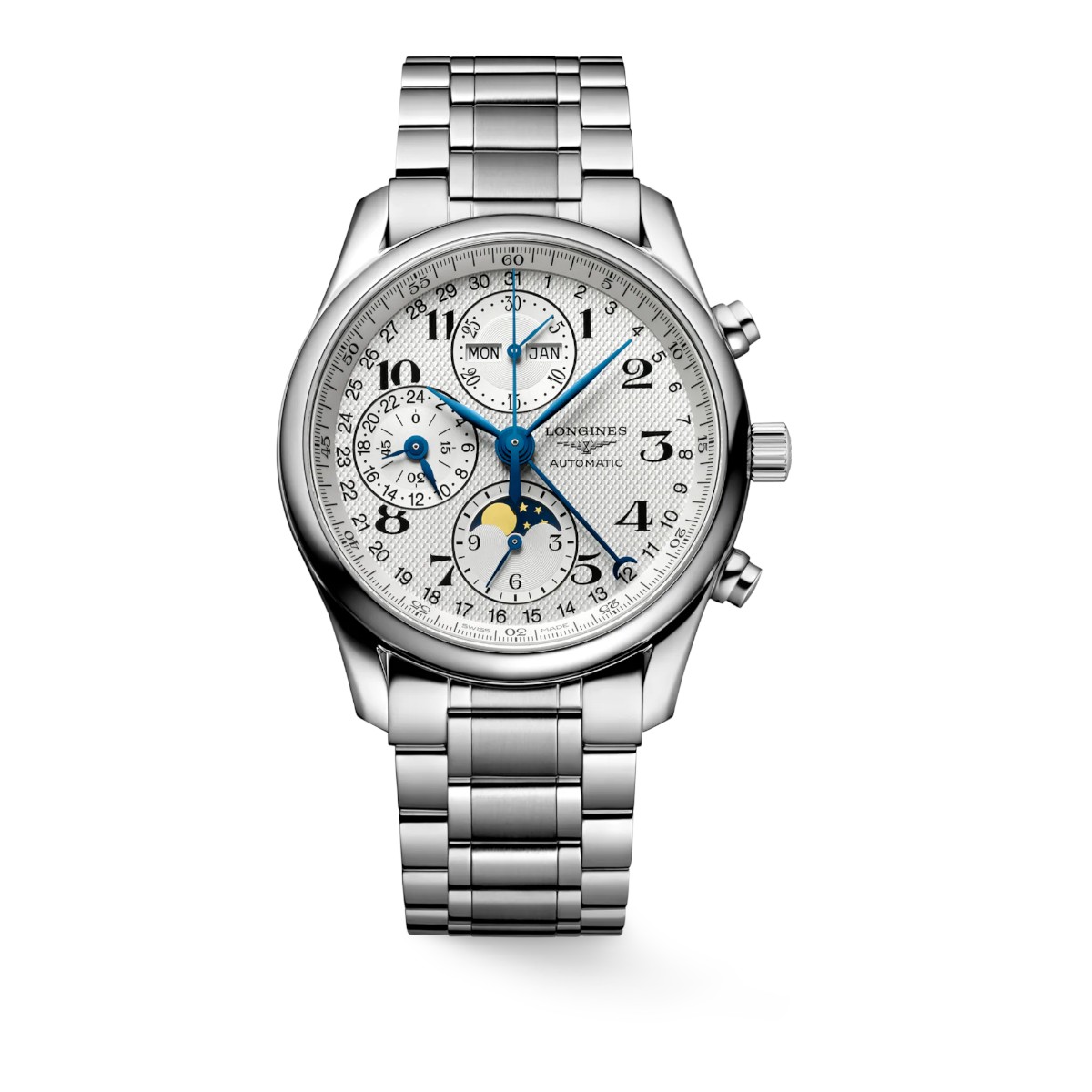 Longines Master Collection Chronograph Moonphase 40mm Men's Watch, Siver Dial