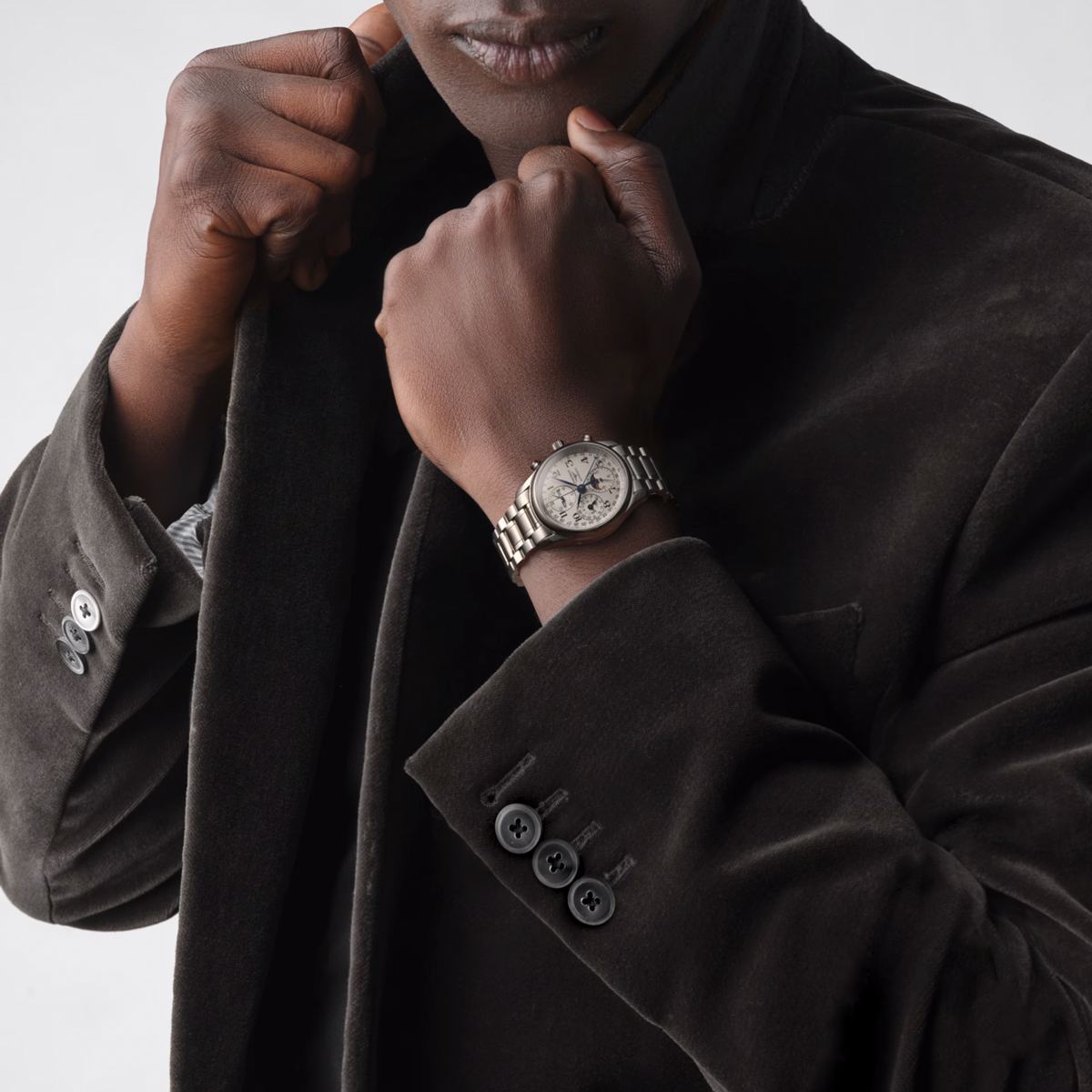 Longines Master Collection Chronograph Moonphase 40mm Men's Watch, Siver Dial