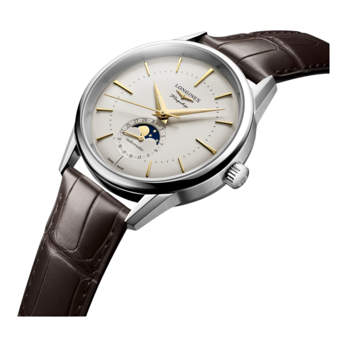 Longines Flagship Heritage Moonphase 38.50mm Men's Watch, Silver Dial