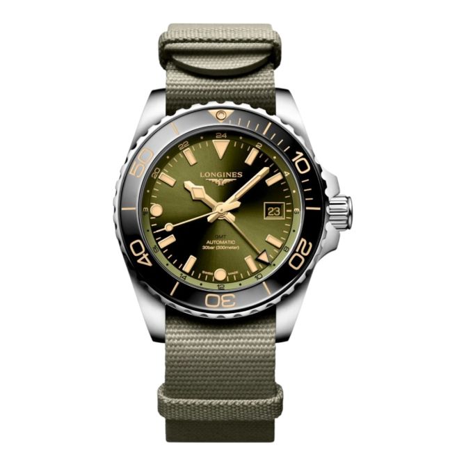 Longines Hydroconquest GMT 41mm Men's Watch, Green Dial
