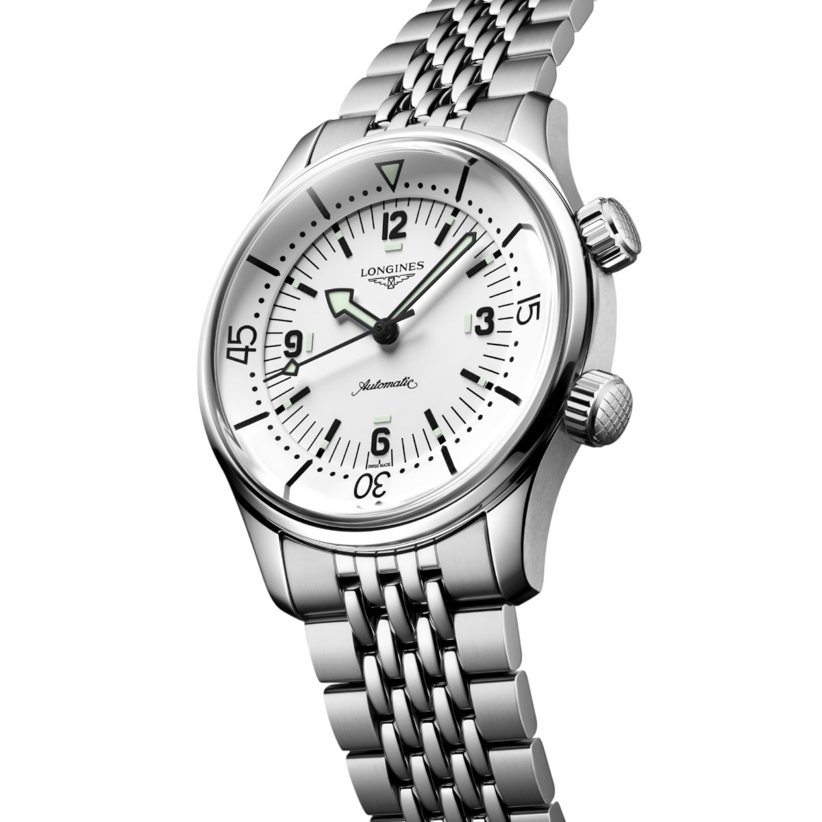 Longines Legend Diver 39mm Men's Watch, White Dial