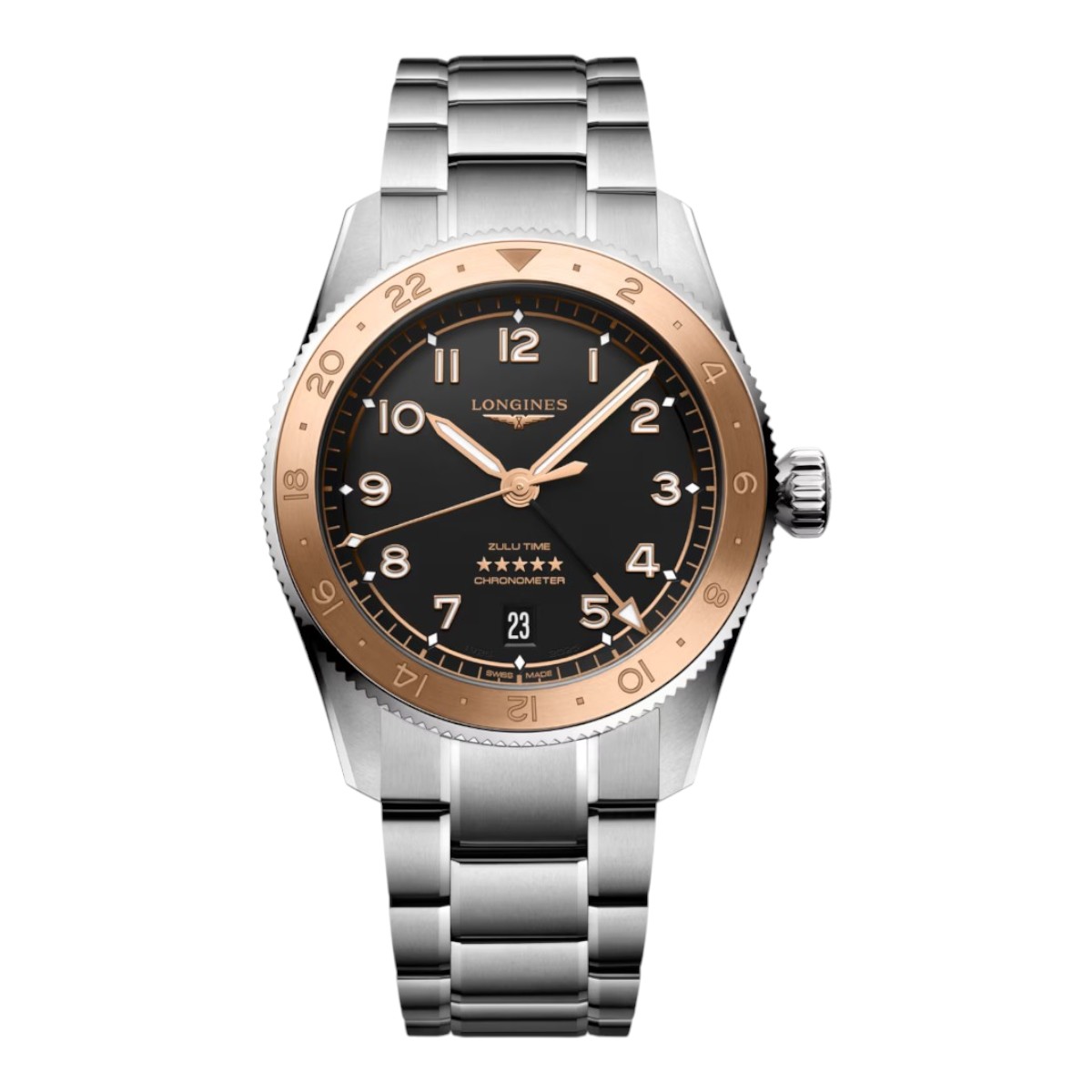 Longines Spirit Zulu Time 1925 39mm Men's Watch, Black Dial