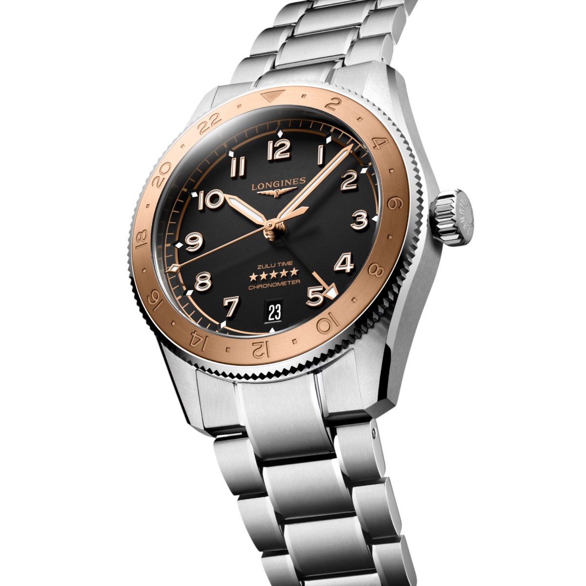 Longines Spirit Zulu Time 1925 39mm Men's Watch, Black Dial