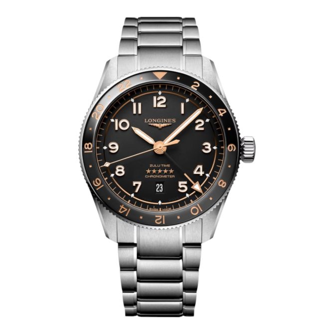 Longines Spirit Zulu Time 42mm Men's Watch, Black Dial