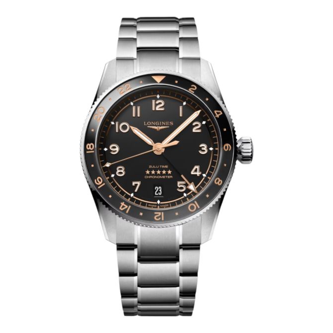 Longines Spirit Zulu Time 39mm Men's Watch, Black Dial