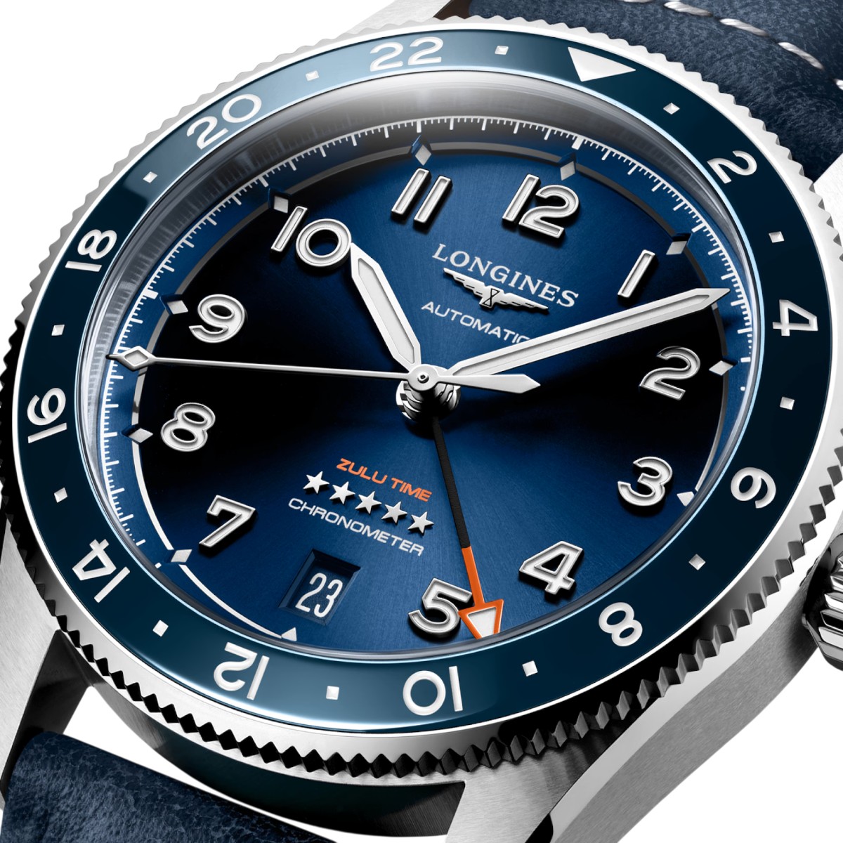 Longines Spirit Zulu Time Automatic 39mm Watch, Blue Dial